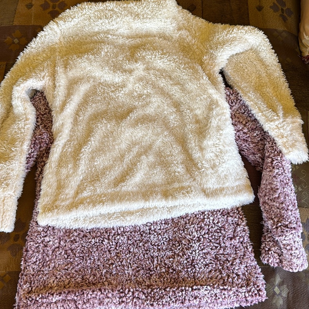 (2) Sherpa Fleece 1/4 zip Jersey Lined Cozy Pullovers w. Pockets Women’s Small - Picture 8 of 11